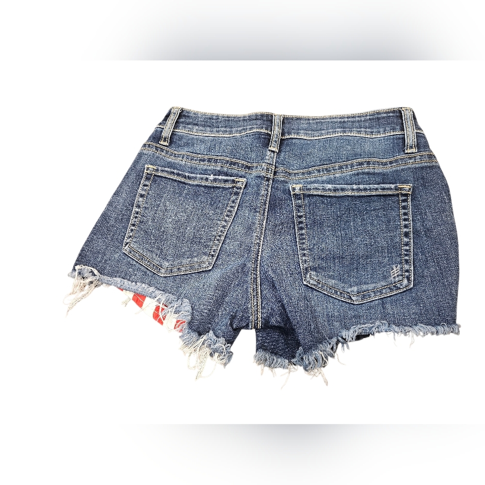 Silver Jeans Co. Boyfriend Distressed Denim Shorts American Flag Patchwork 25 - Picture 4 of 7